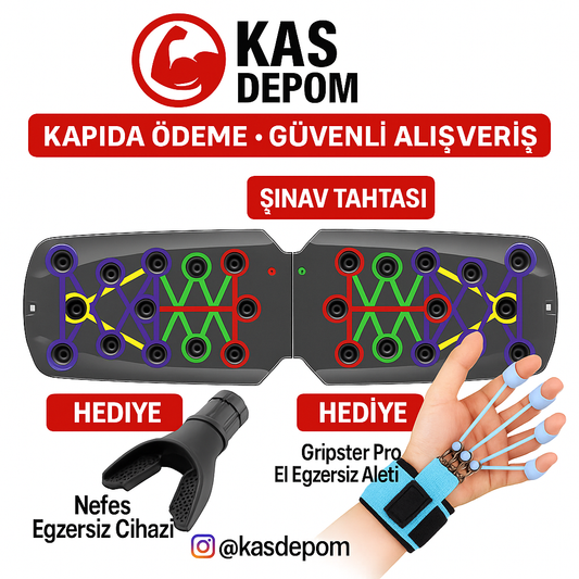 Kas Depom® Katlanabilir  Şınav Tahtası (2 Ürün Hediyeli!)