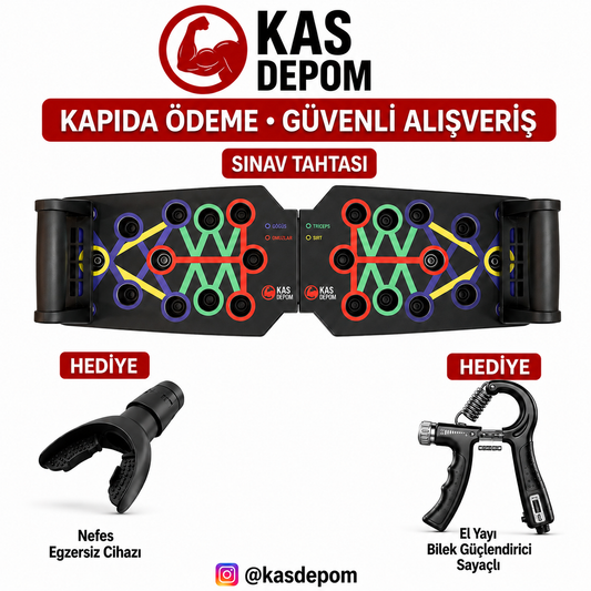 Kas Depom® Katlanabilir  Şınav Tahtası (2 Ürün Hediyeli!)
