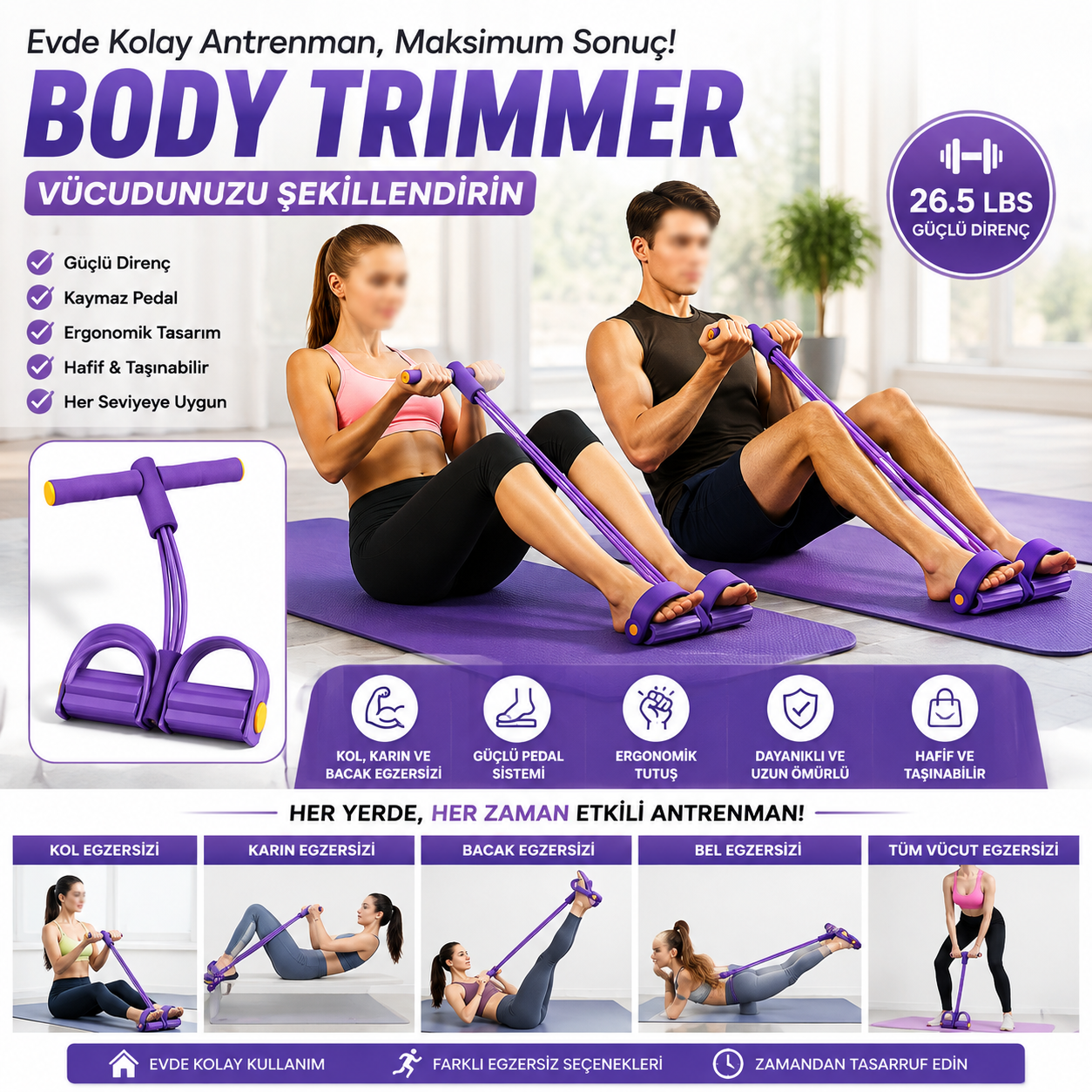 Body Trimmer Direnç Lastiği | Evde Tüm Vücut Egzersiz Aleti