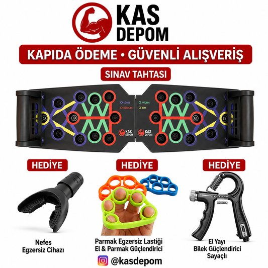Kas Depom® Katlanabilir  Şınav Tahtası (3 Ürün Hediyeli!)