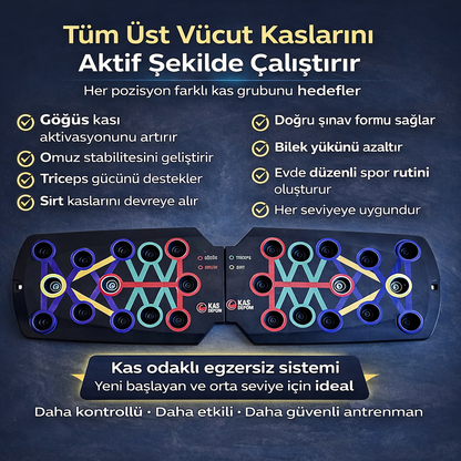 Kas Depom® Katlanabilir 20'si 1 Arada Şınav Tahtası | Çok Fonksiyonlu Fitness Kondisyon Aleti