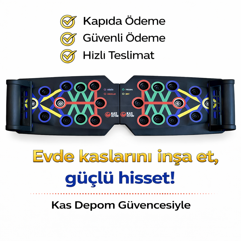 Kas Depom® Katlanabilir 20'si 1 Arada Şınav Tahtası | Çok Fonksiyonlu Fitness Kondisyon Aleti