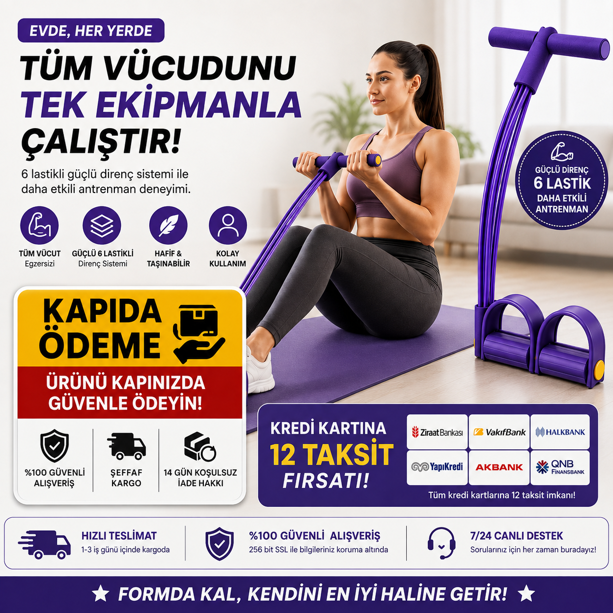 Body Trimmer Direnç Lastiği | Evde Tüm Vücut Egzersiz Aleti