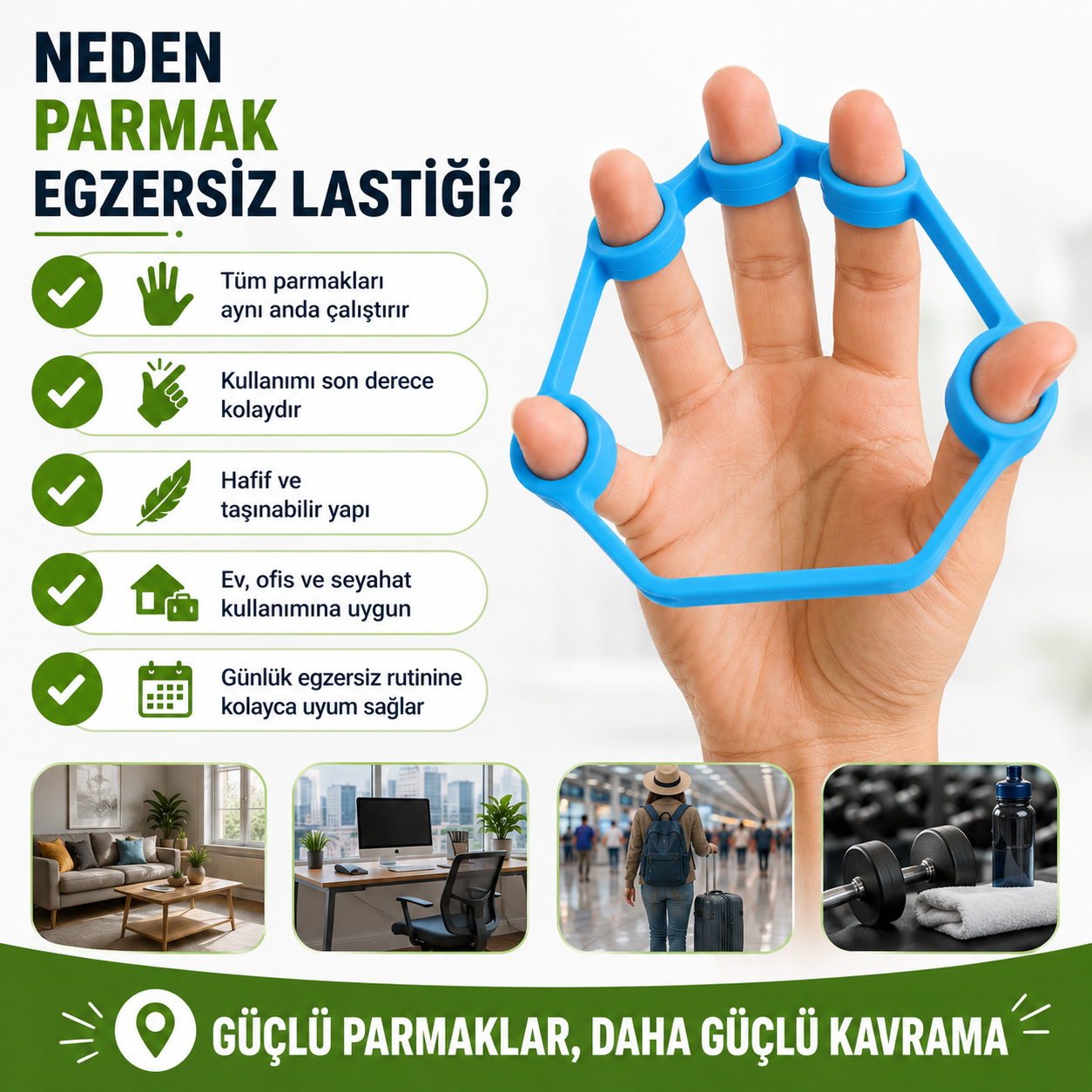 Parmak Egzersiz Lastiği - Kavrama Gücü ve El Egzersiz Aparatı