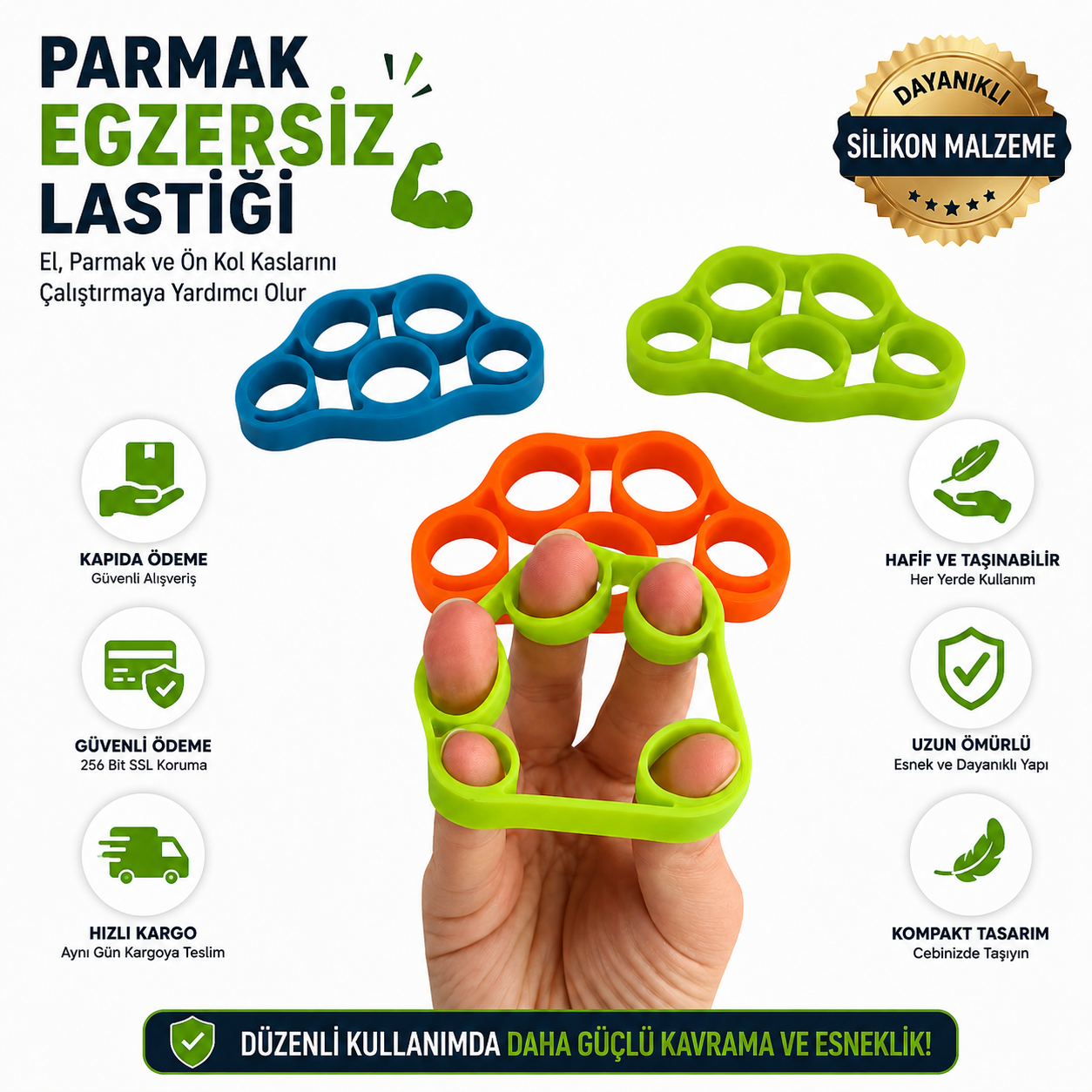 Parmak Egzersiz Lastiği - Kavrama Gücü ve El Egzersiz Aparatı