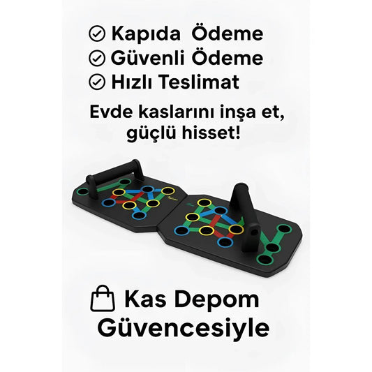 Kas Depom® Katlanabilir 20'si 1 Arada Şınav Tahtası | Çok Fonksiyonlu Fitness Kondisyon Aleti
