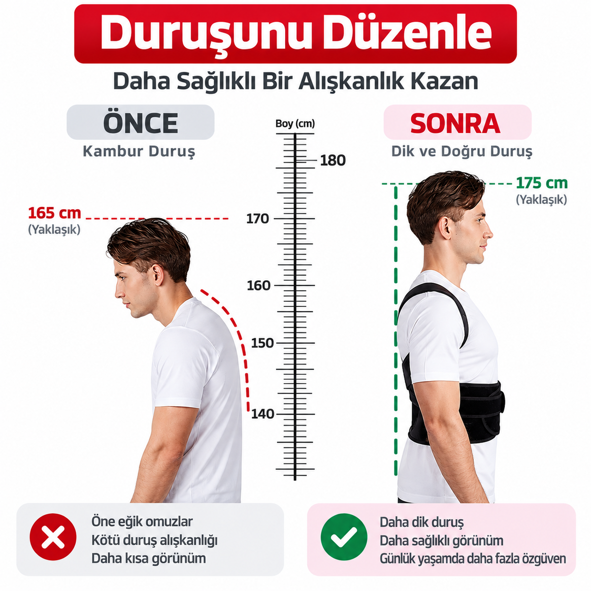 KAS DEPOM Dik Duruş Korsesi – Ayarlanabilir Omuz & Sırt Desteği