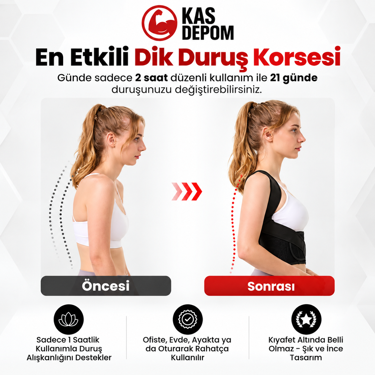 KAS DEPOM Dik Duruş Korsesi – Ayarlanabilir Omuz & Sırt Desteği