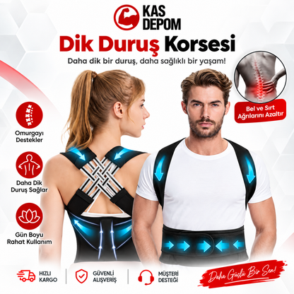 KAS DEPOM Dik Duruş Korsesi – Ayarlanabilir Omuz & Sırt Desteği