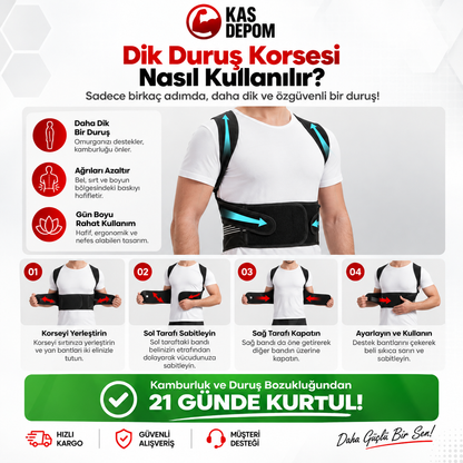 KAS DEPOM Dik Duruş Korsesi – Ayarlanabilir Omuz & Sırt Desteği
